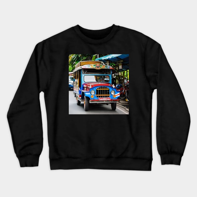 Jeepney in The Philippines Crewneck Sweatshirt by CreativePhil